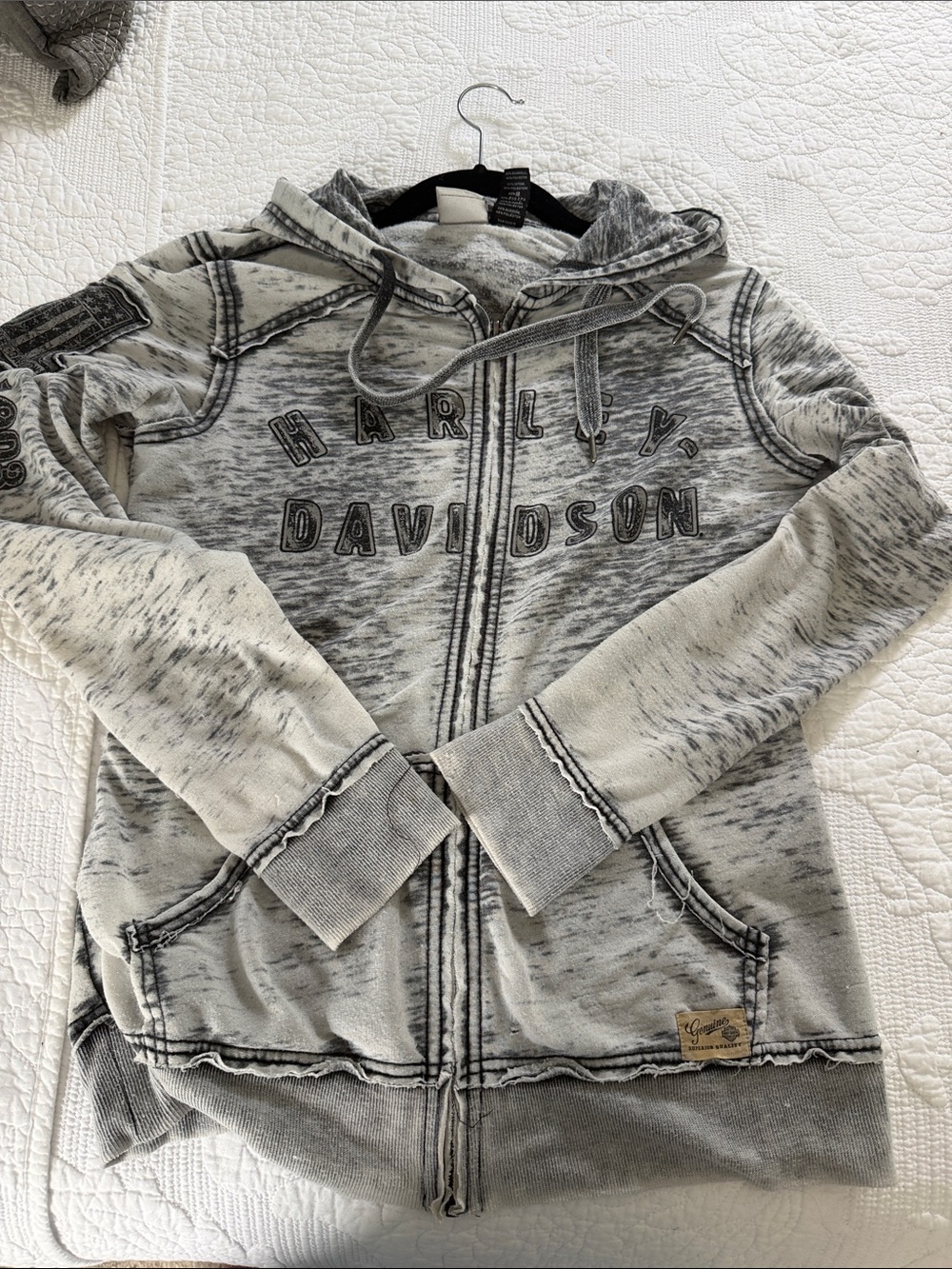 Harley-Davidson Girls' Marled Gray Zip-Up Hoodie